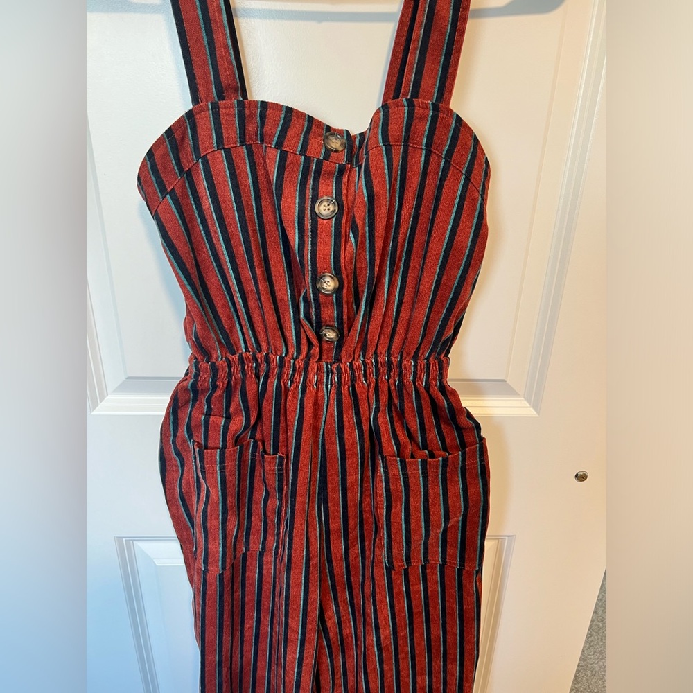 Stripe red and navy jumpsuit